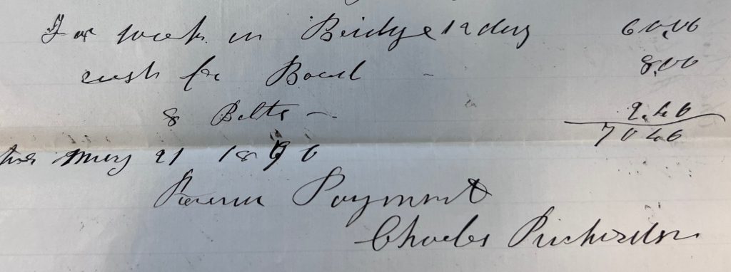 1862 Covered Bridge Receipts Lancaster, New Hampshire